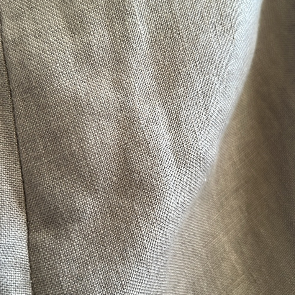 Eileen Fisher Medium Linen Taupe Side-Zip Pants - Picture 4 of 11